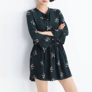 Madewell silk tie-neck Dress in wild bontanical